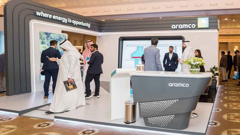Aramco exhibition stand showcasing produced water management solutions